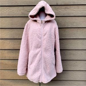 NWT A.N.A. Blush Pink Sherpa Teddy Hoodie Jacket L